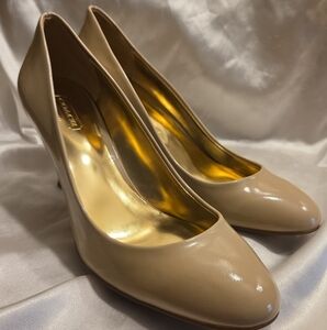 Coach Salma Nude Patent Leather Heels Sz 7.5